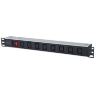 INTELLINET Rack PDU 163620, 19", 1U, 8× C13, odvojivi kabel, stražnji C14 ulaz